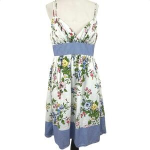 OC Oleg Cassini Floral Garden Party Dress Blue White Size 10